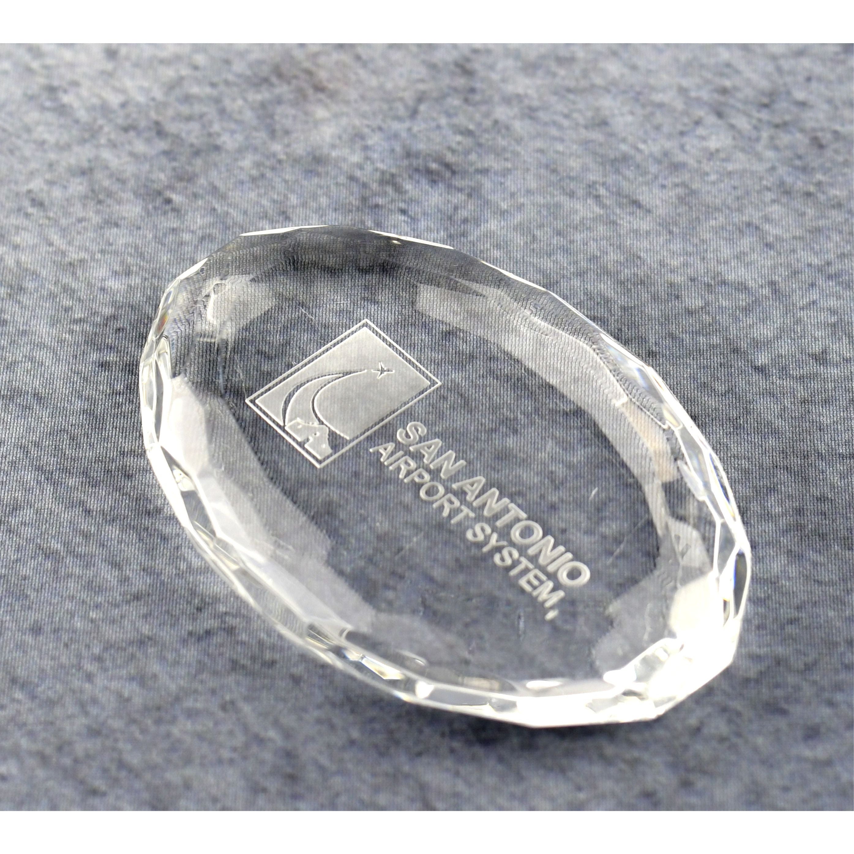 Crystal Oval Multi-Faceted Paperweight 4
