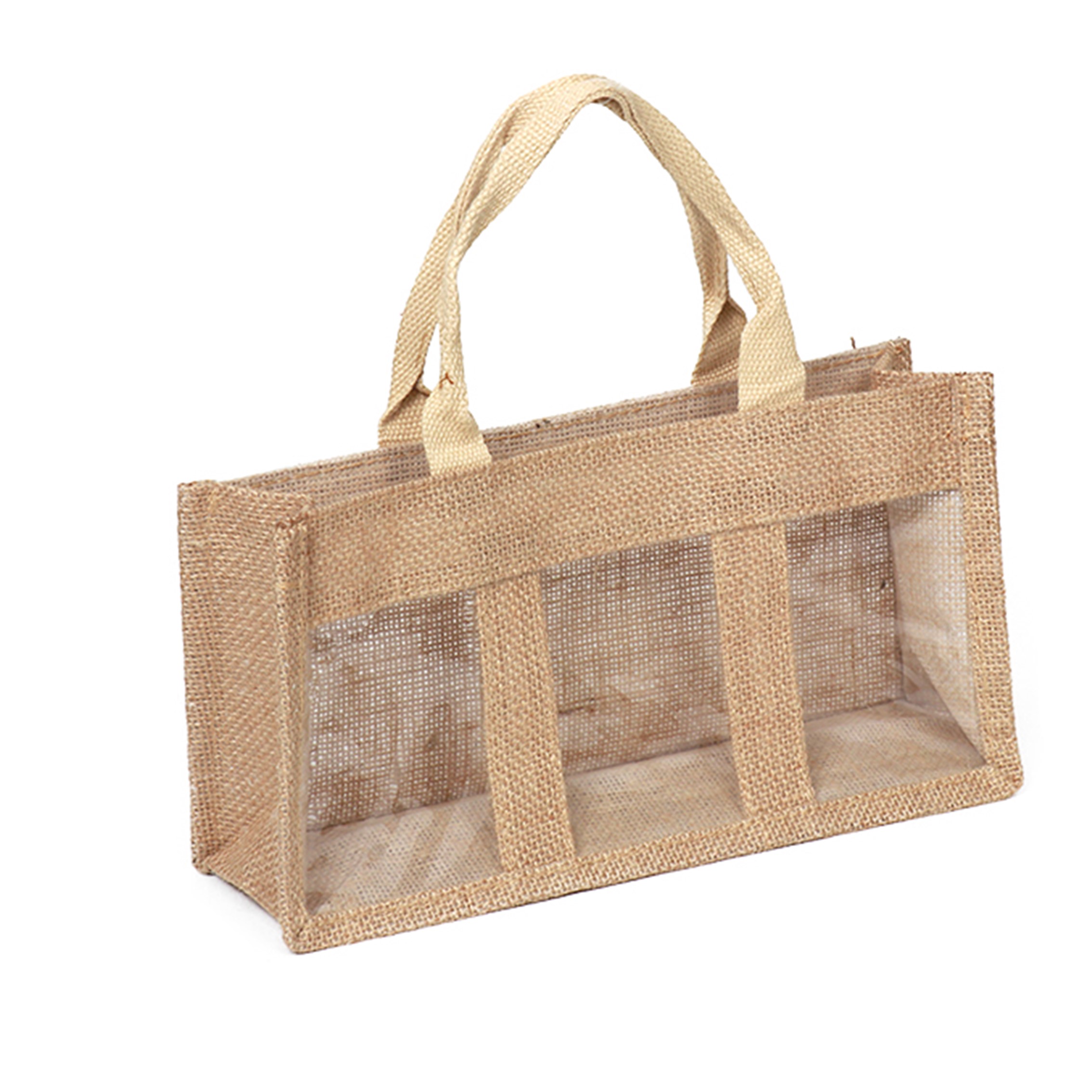 Clear PVC Window Jute Bag For Food/Honey/Jam, custom tote bag with logo imprint 5