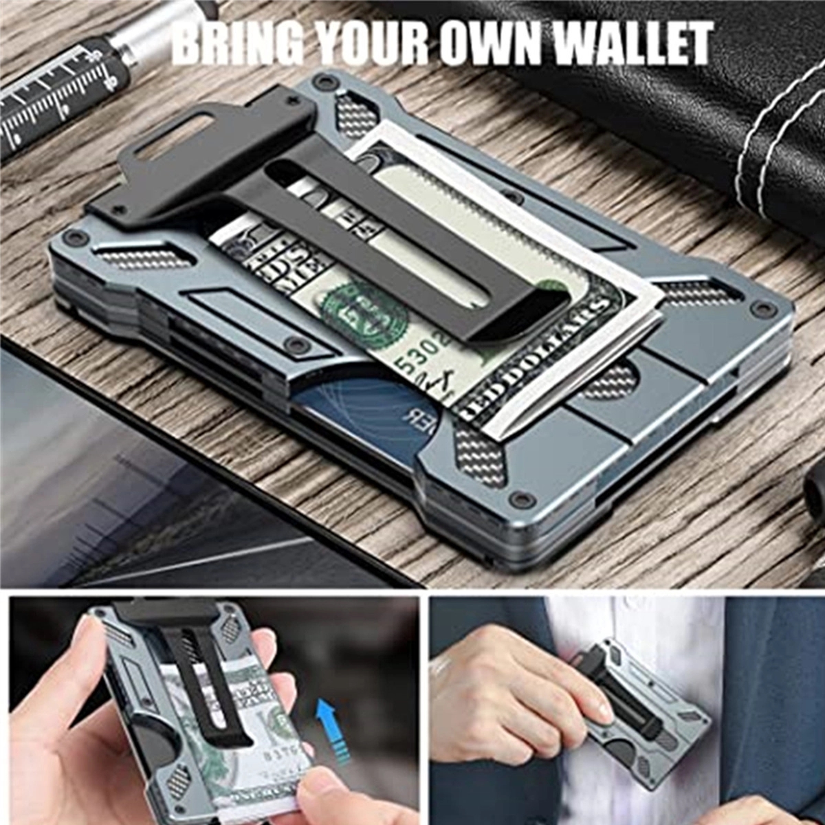 Slim Aluminum Metal Card Holder With Money Clip 4