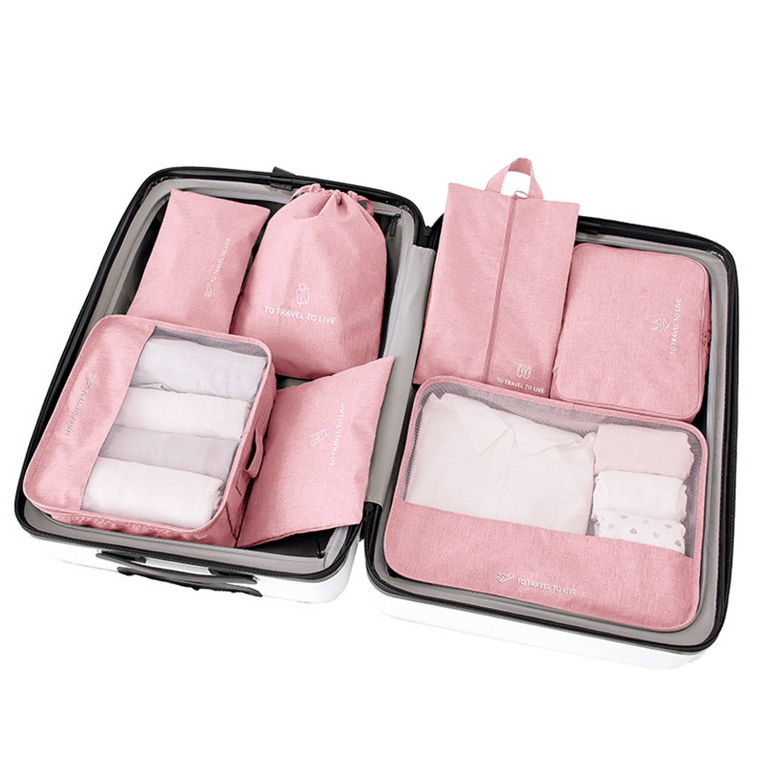 Travel Packing Cubes Luggage Organizers W/ Shoe Bag 6