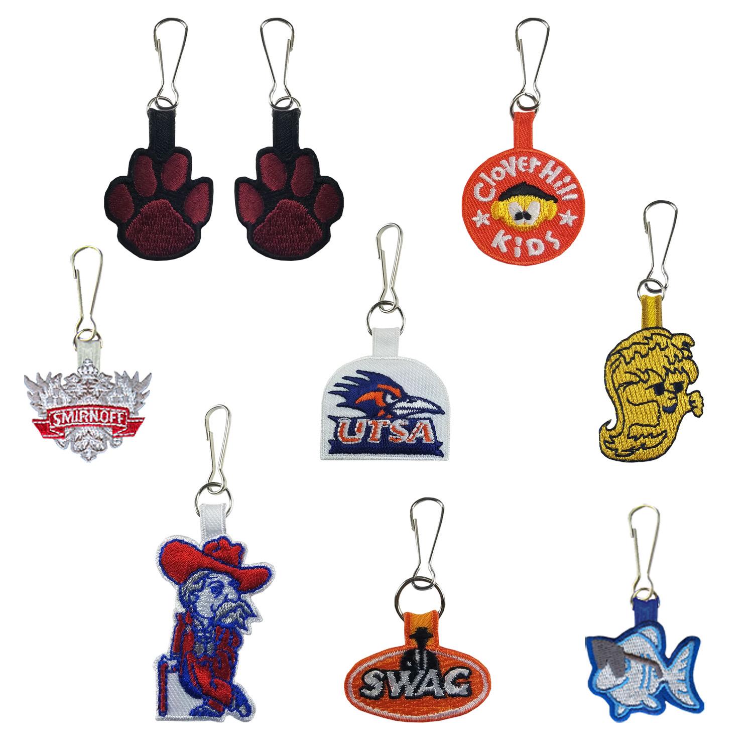 Custom Embroidered 2 Sided Zipper Pulls/Tags