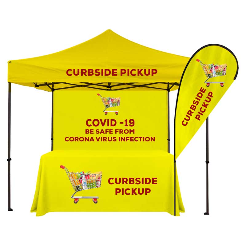 Curbside Pickup canopy tent/ Take Away Service Tent Kit - Curbside Pickup Yellow 2