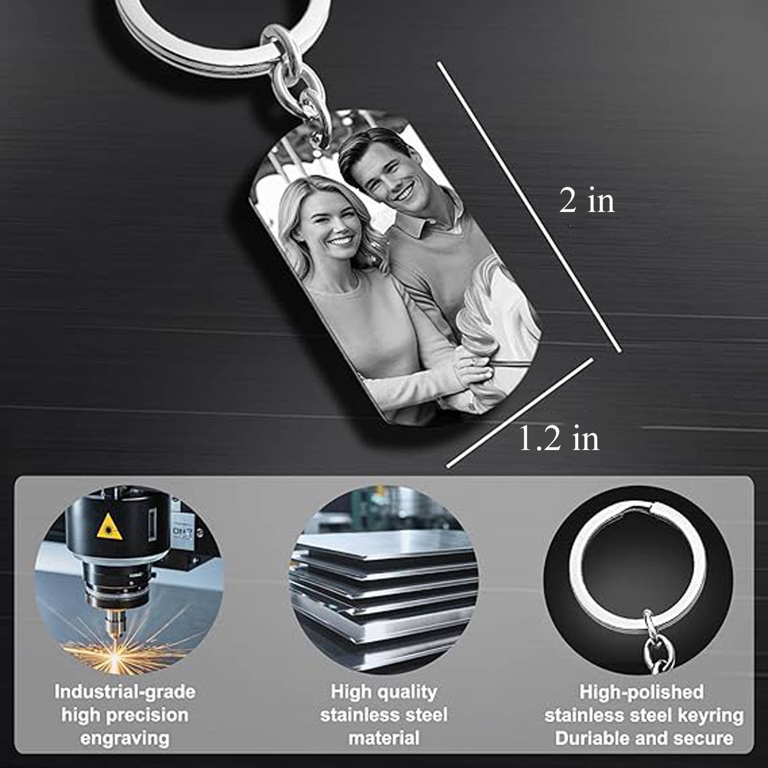 Custom Stainless Steel Military Dog Tag Keychain 3