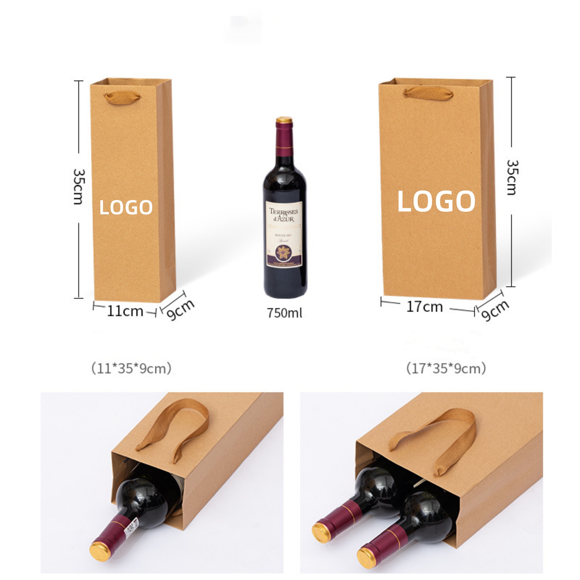 Kraft Paper Single Red Wine Tote Bag 2