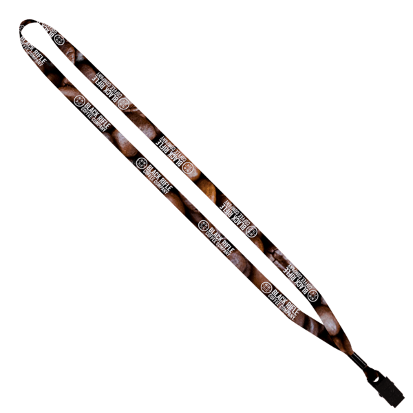1/2" Dye-Sublimated Lanyard with Metal Crimp and Bulldog Clip 1