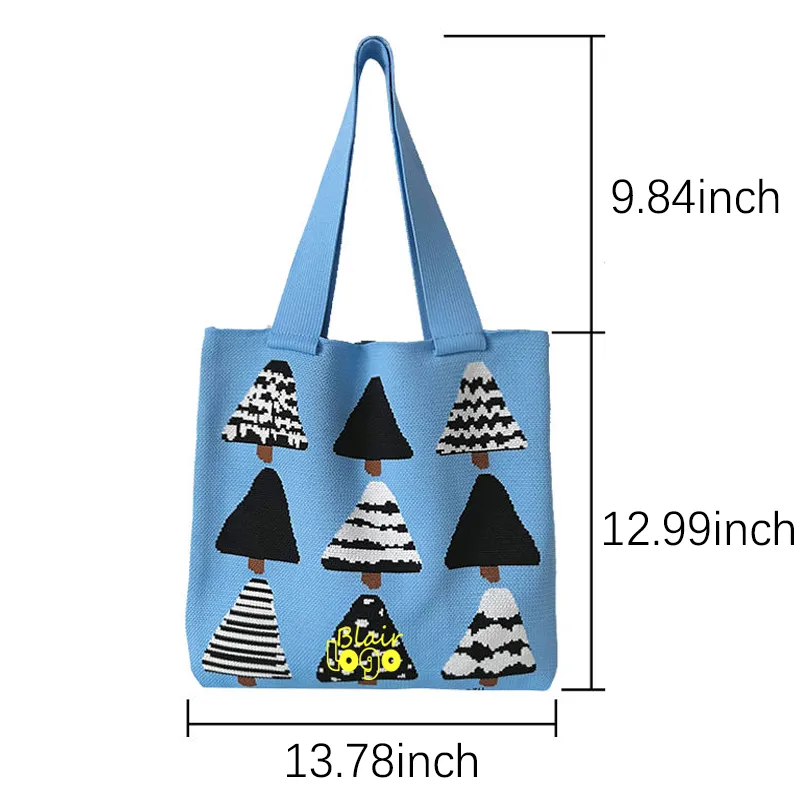 Christmas Tree Knitted Casual Tote, custom tote bag with logo imprint 2