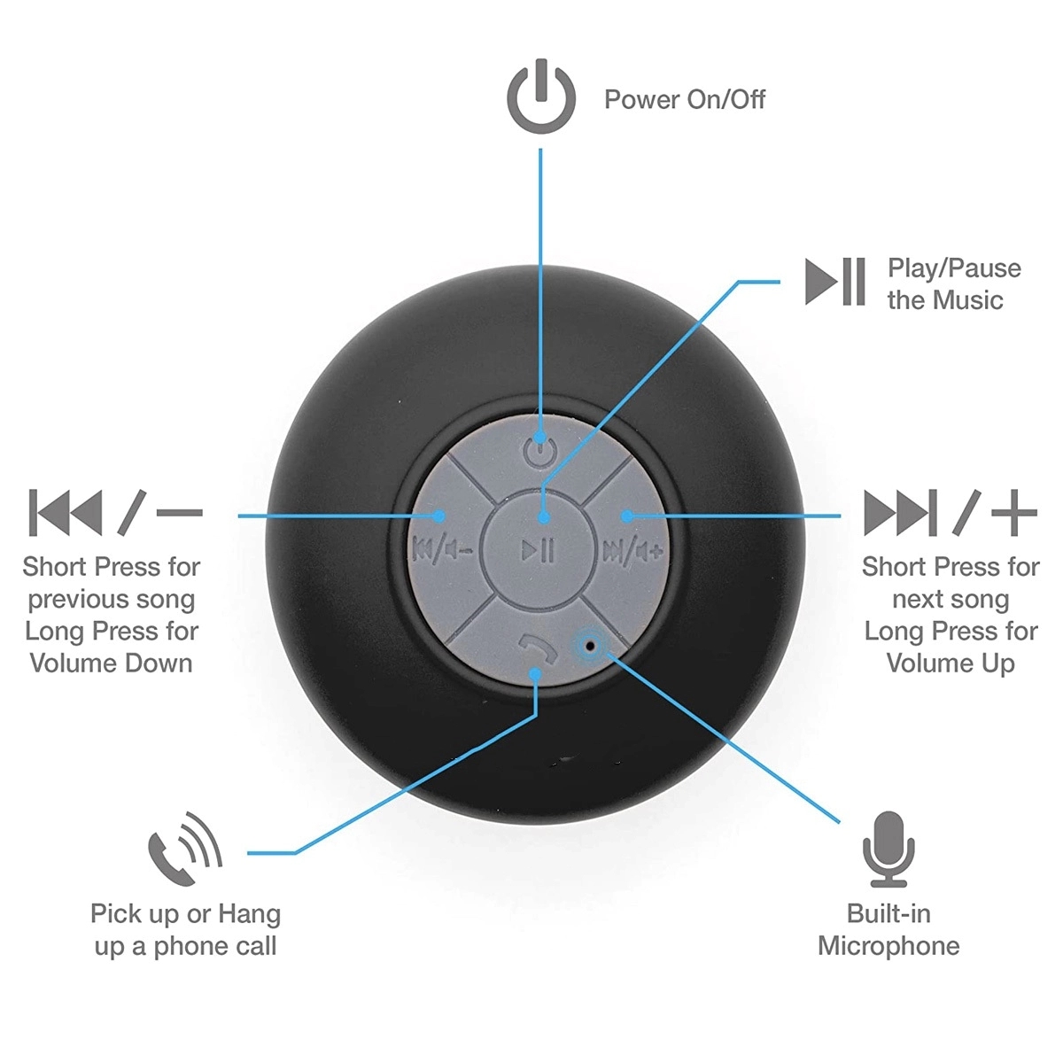 Waterproof Wireless Speaker With Suction Cup Mount 4