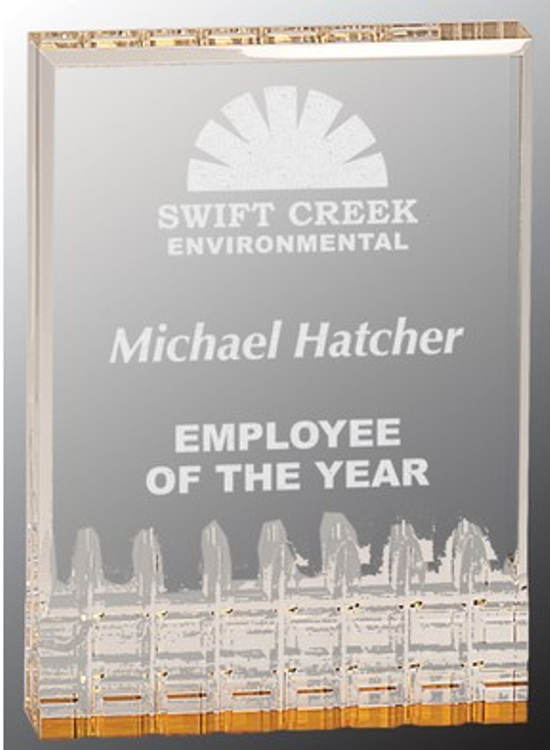 4.25" x 6" Gold Mirage Acrylic Award