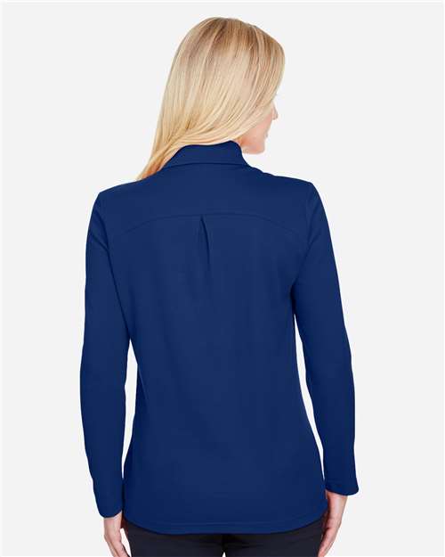 Women's CrownLux Performance® Plaited Long Sleeve Polo - DG20LW 22