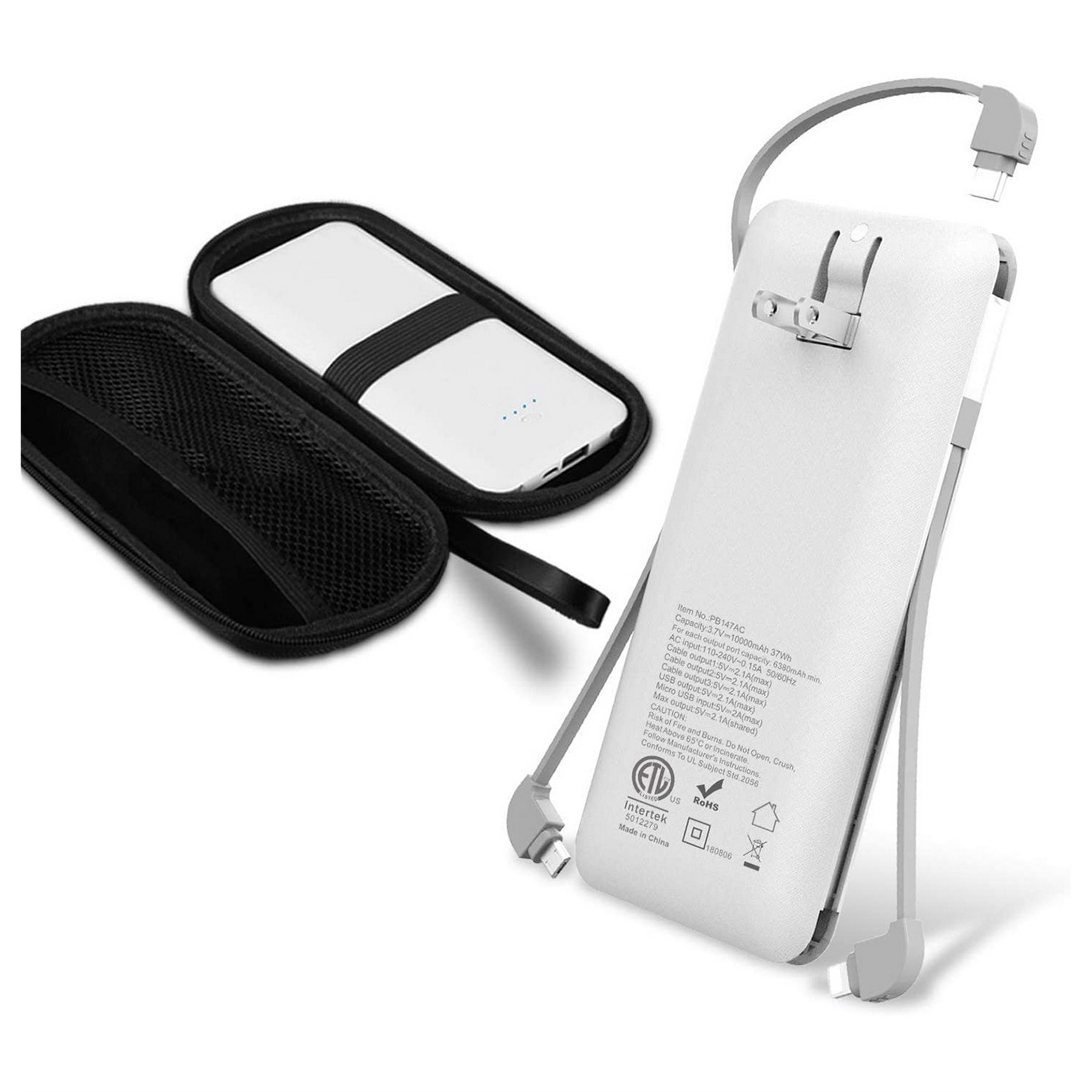 10000Mah Power Bank With Built-In Cable And Foldable AC Plug 2