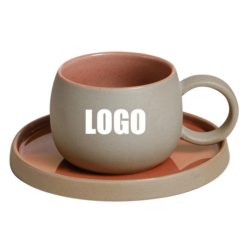 Custom 8 oz Ceramic Coffee Mug Saucer Set 7