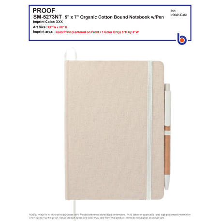 5" x 7" Organic Cotton Bound Notebook w/Pen 37