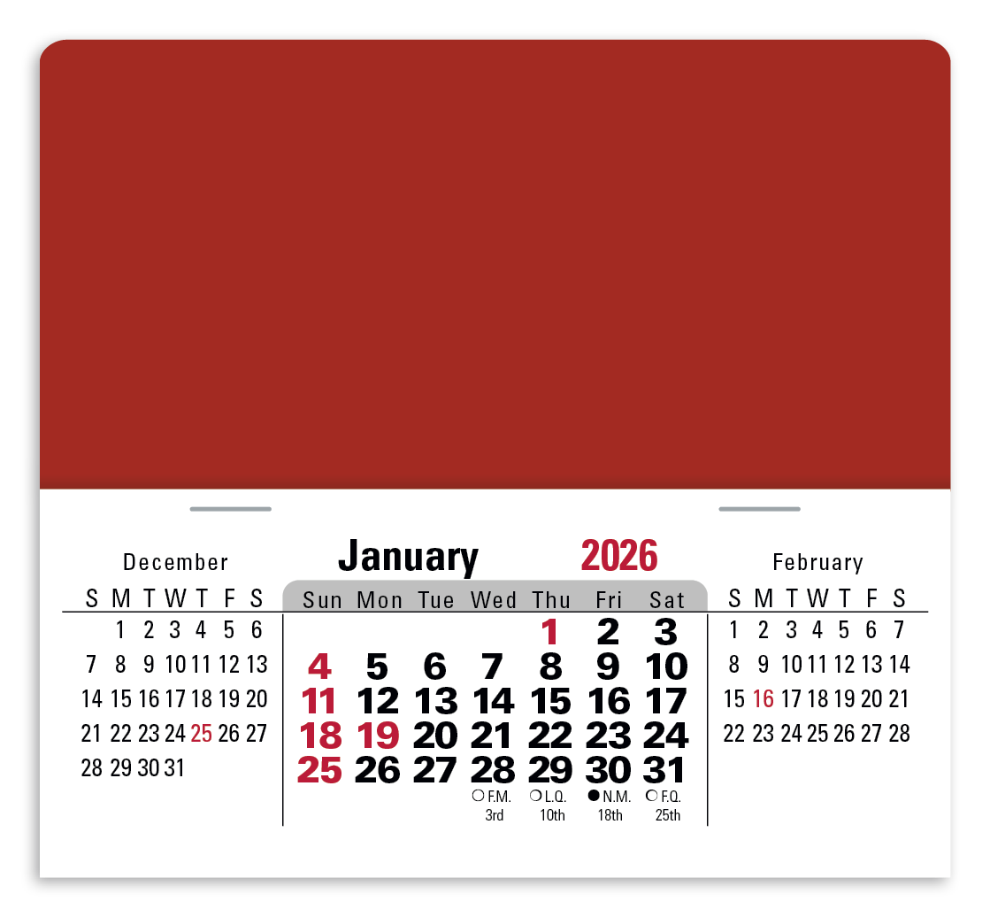 Press-N-Stick XL Header With 3-Month Horizontal Calendar 12-Month
