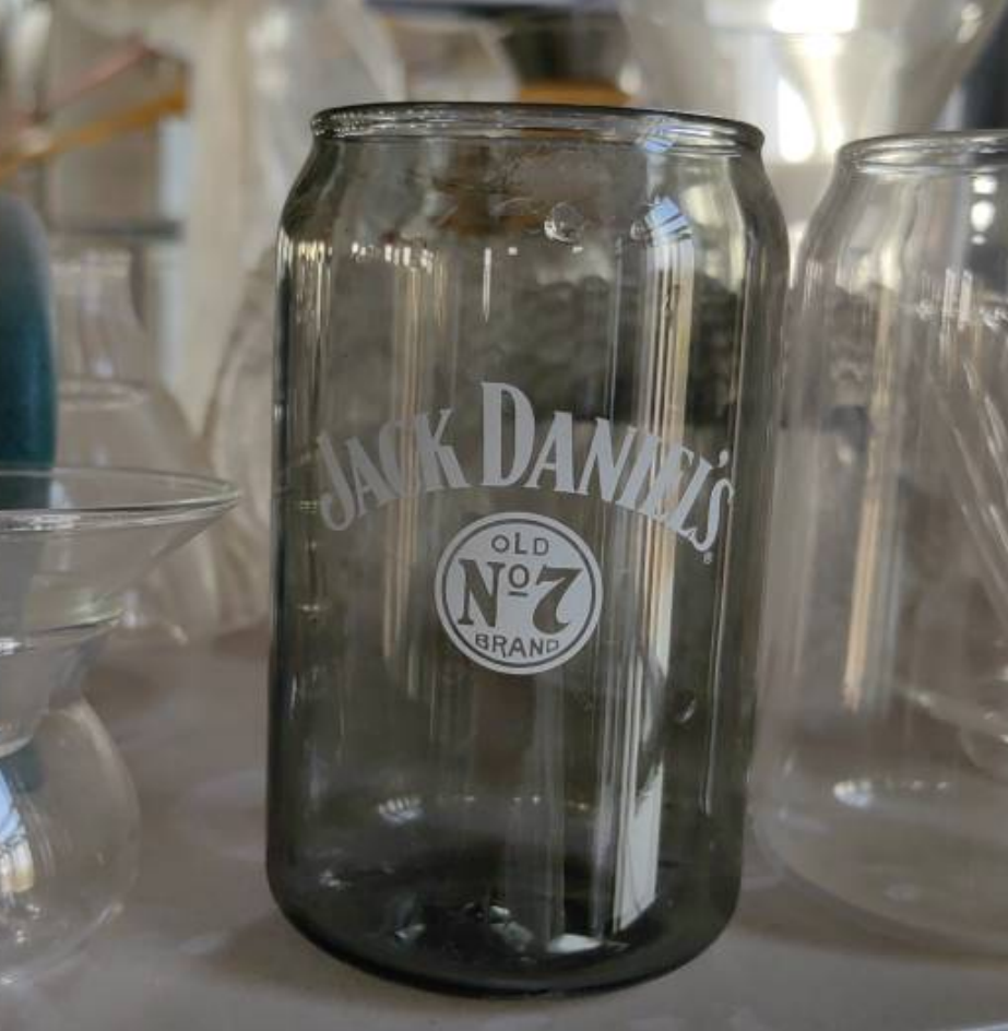 Colored Glass Can with Straw 3