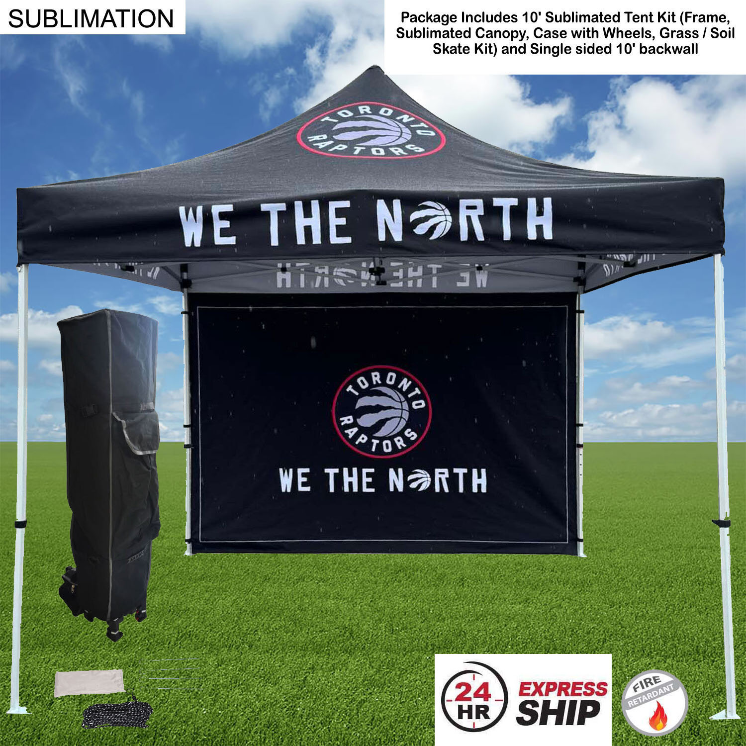 24Hr Express Ship - Tent Backwall Package, 10' Sublimated Tent Kit and Full single sided backwall 14