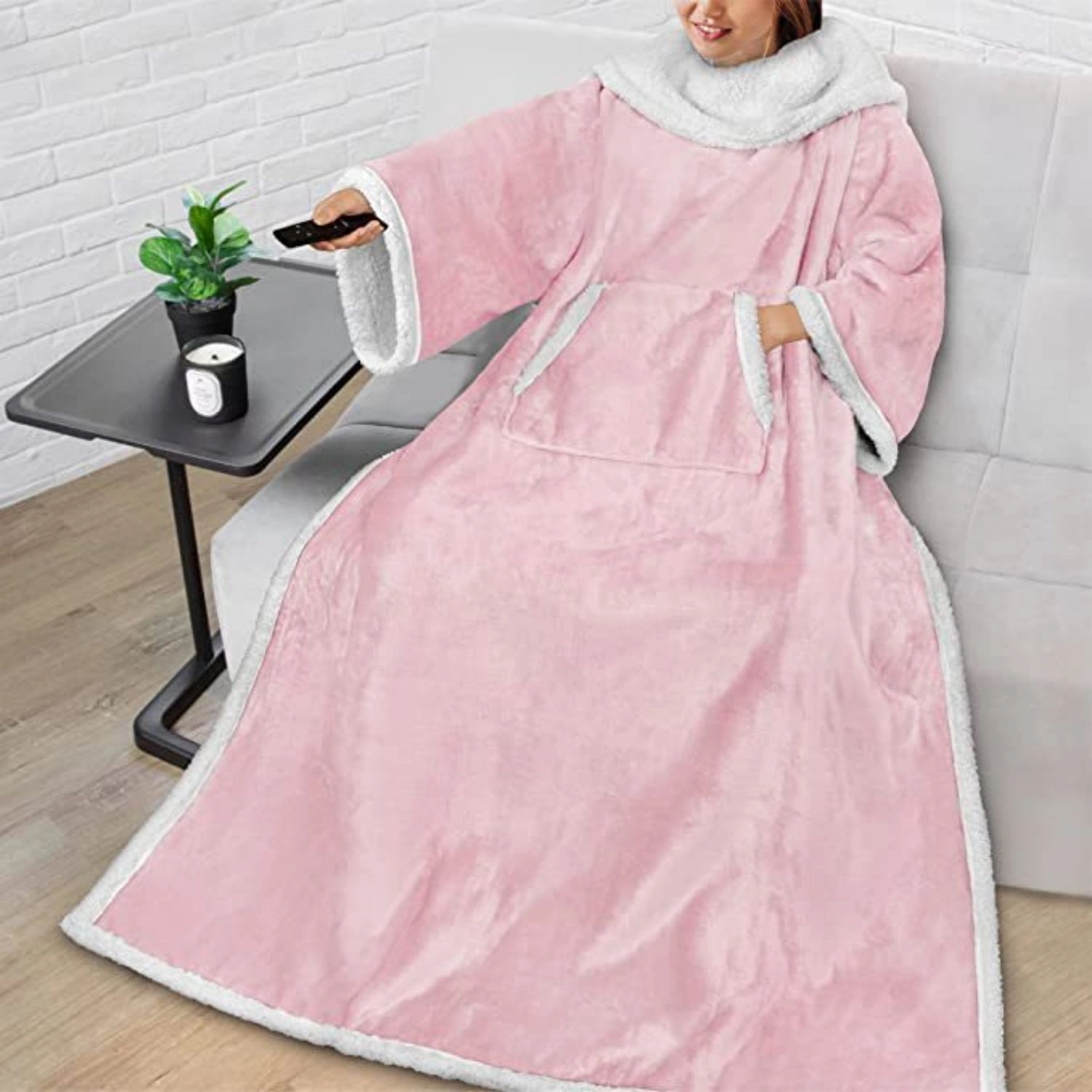 Oversized Microfiber & Sherpa Wearable Blanket 12