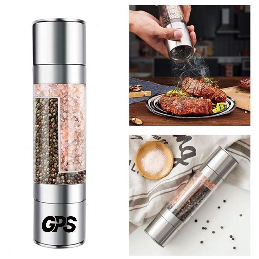 2 in 1 Manual Stainless Steel Salt Pepper Mill Herb Spice Grinder