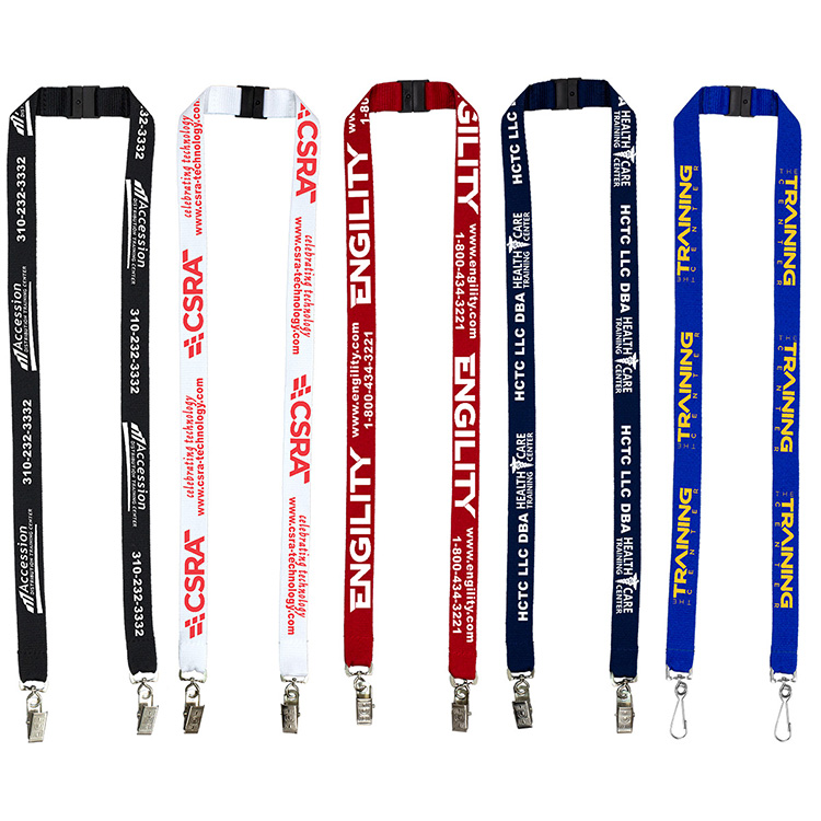 "RICARDO" 3/4" Dual Attachment Polyester Silkscreen Lanyard with FREE Breakaway Safety Release