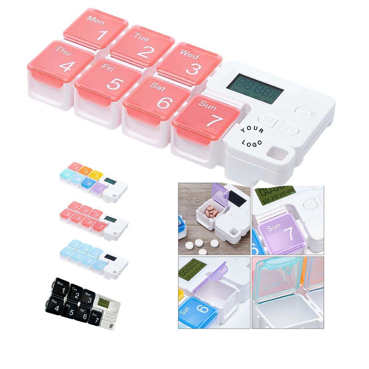 Tetris Style Pill Organizer with Digital Alarm 6