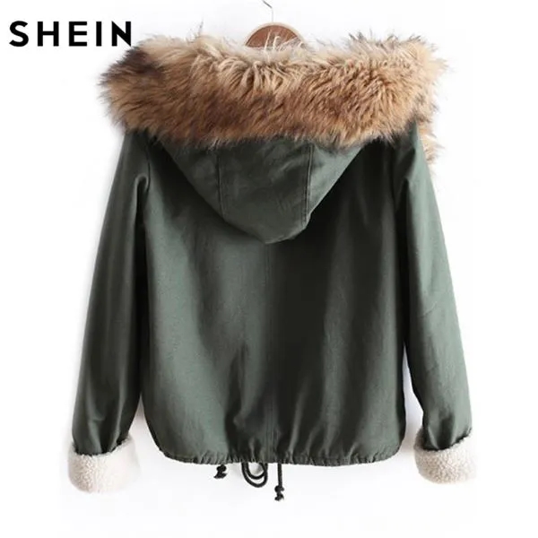Autumn/Winter Parka with Faux Fur Hood 3