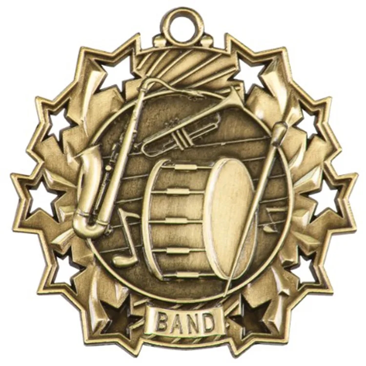 2 1/4" Ten Star Antique Finish Medal-Band 2