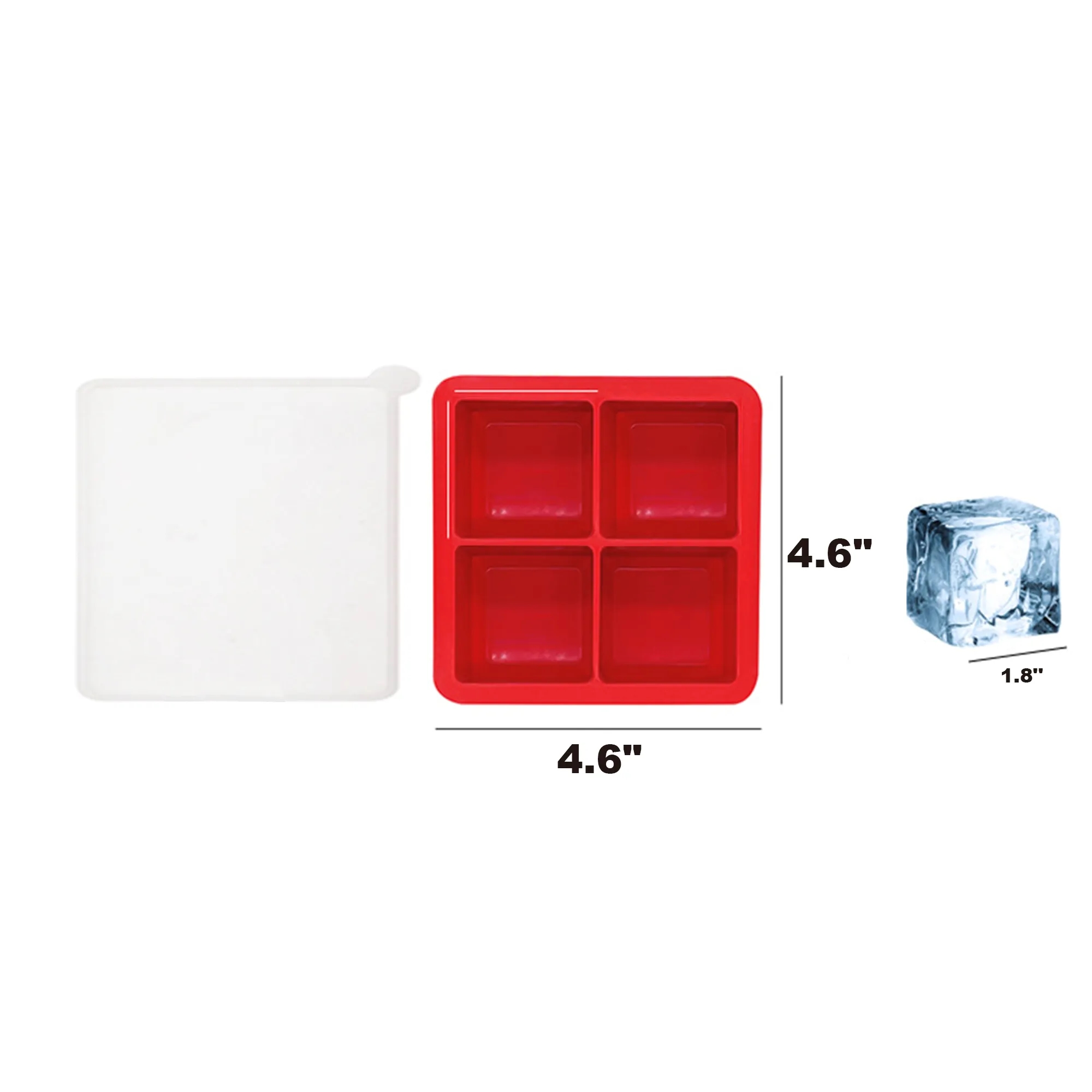 Silicone Square Ice Cube Tray With Lid 6