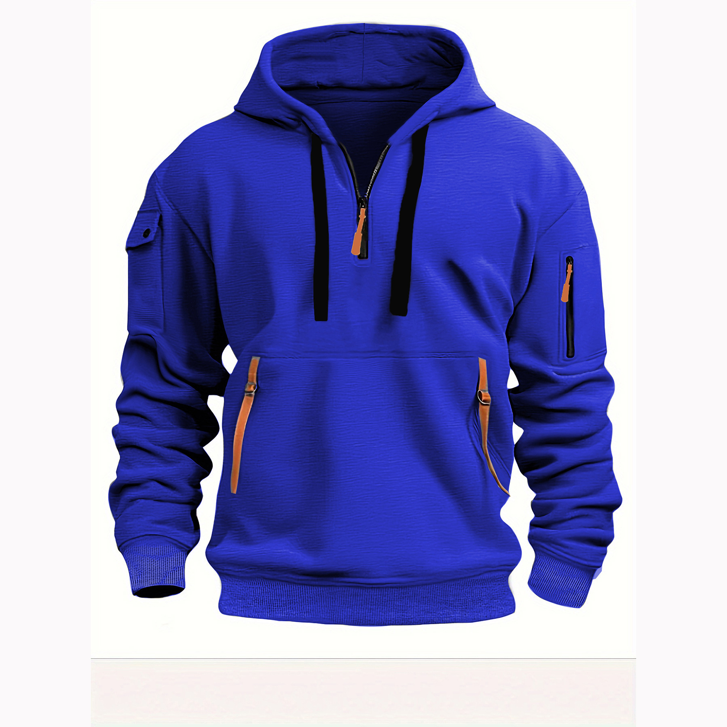 Casual Zippered Multi-pocket Hoodie 3