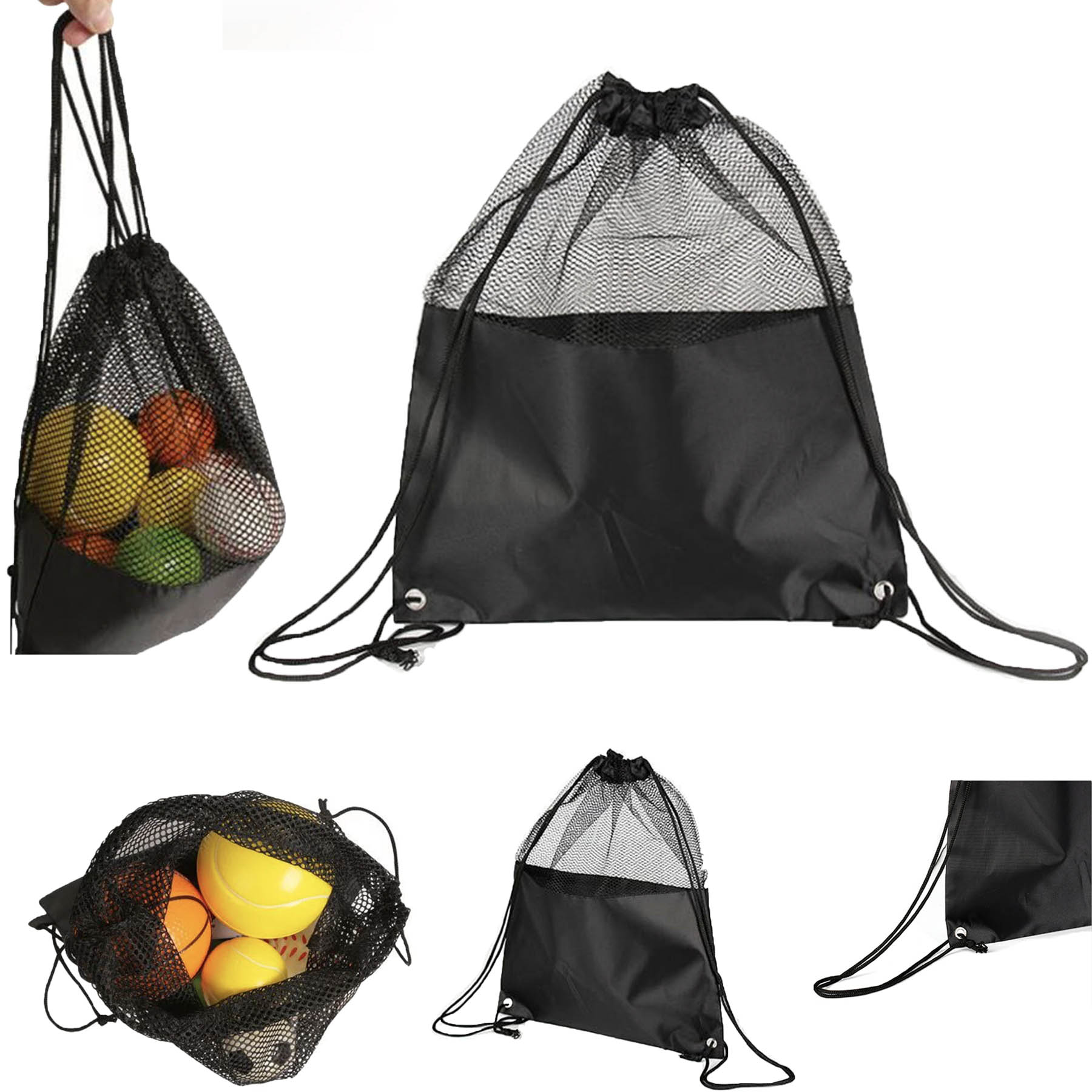 Drawstring Mesh Bag For Sports Shopping And Storage 1