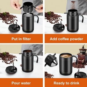Portable Pour Over Coffee Travel Mug with Reusable Filter 2