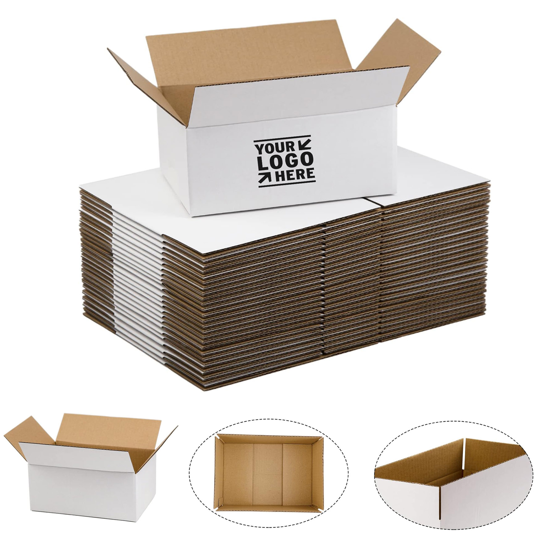 Recycled White Small Corrugated Cardboard 9x6x4 Inches Packing Shipping Box 2