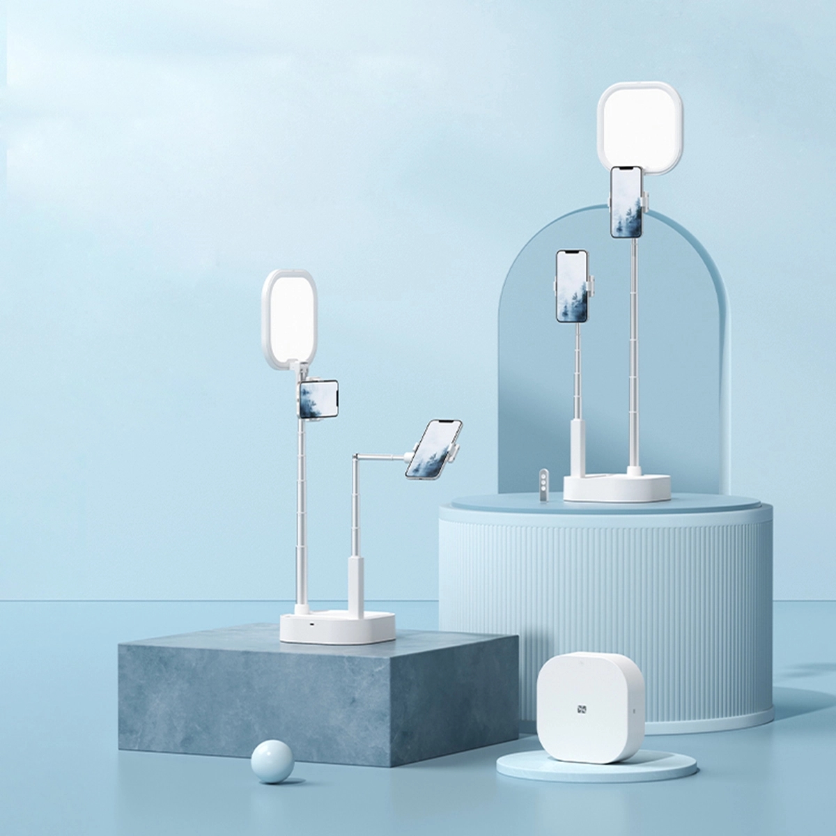 Foldable Selfie Light With 2 Phone Holder 4
