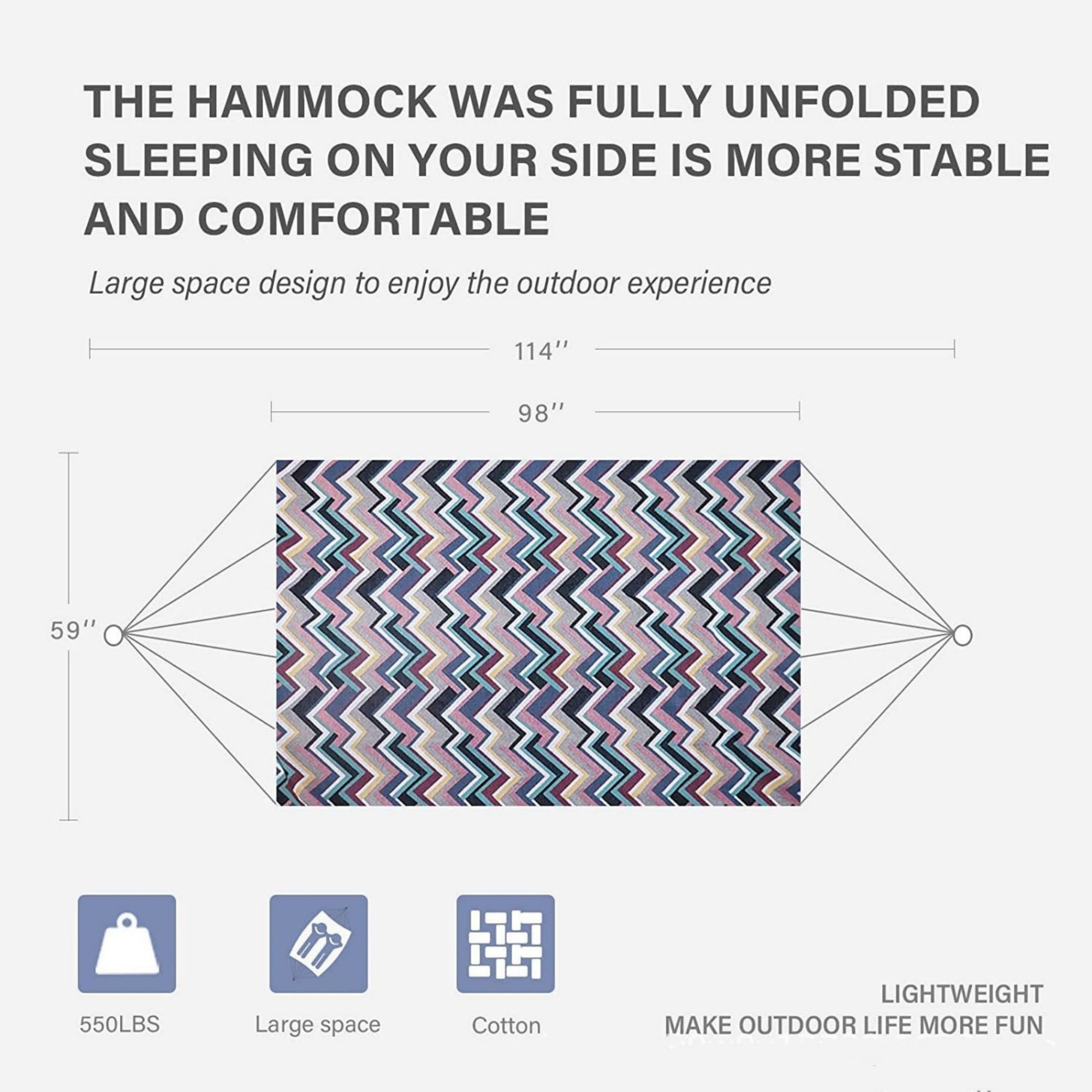 Camping Hammock With Colorful Wave Pattern 3