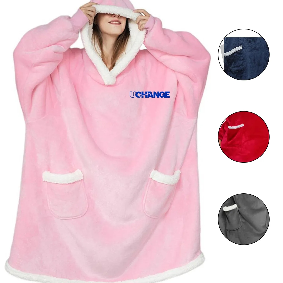 Oversized Wearable Blanket Hoodie, custom hoodie or sweatshirt with logo imprint 1