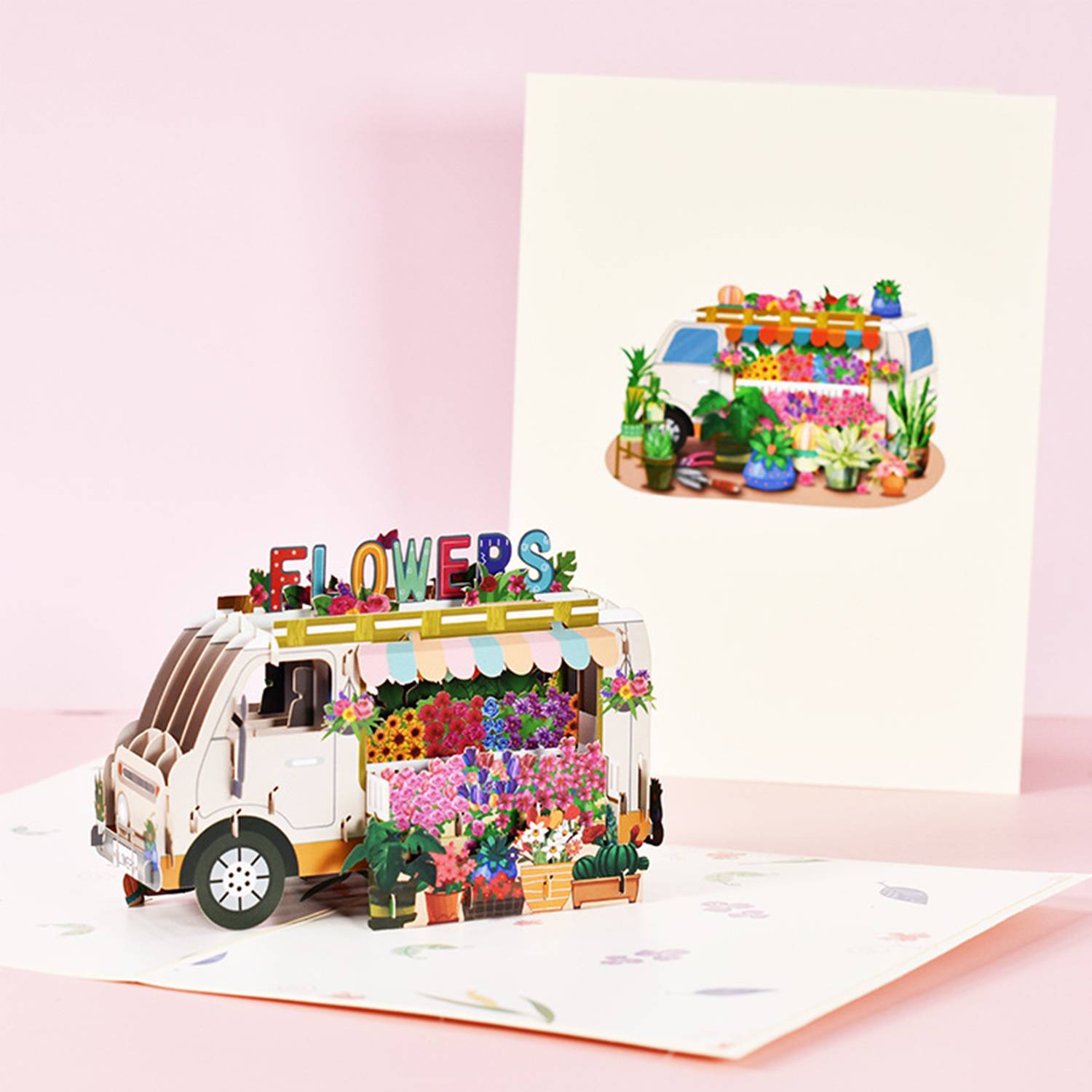 3D Pop-up Flower Truck Card – Birthday & Holiday Gift 3