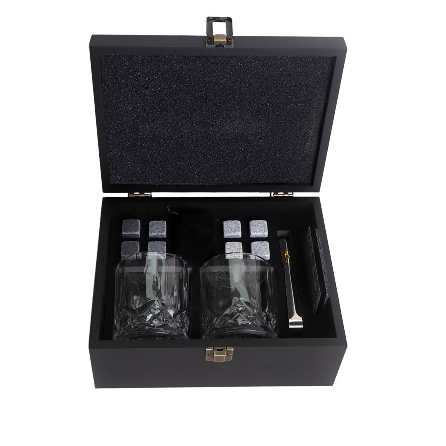 Whiskey Stones Glass Wooden Box Set 10