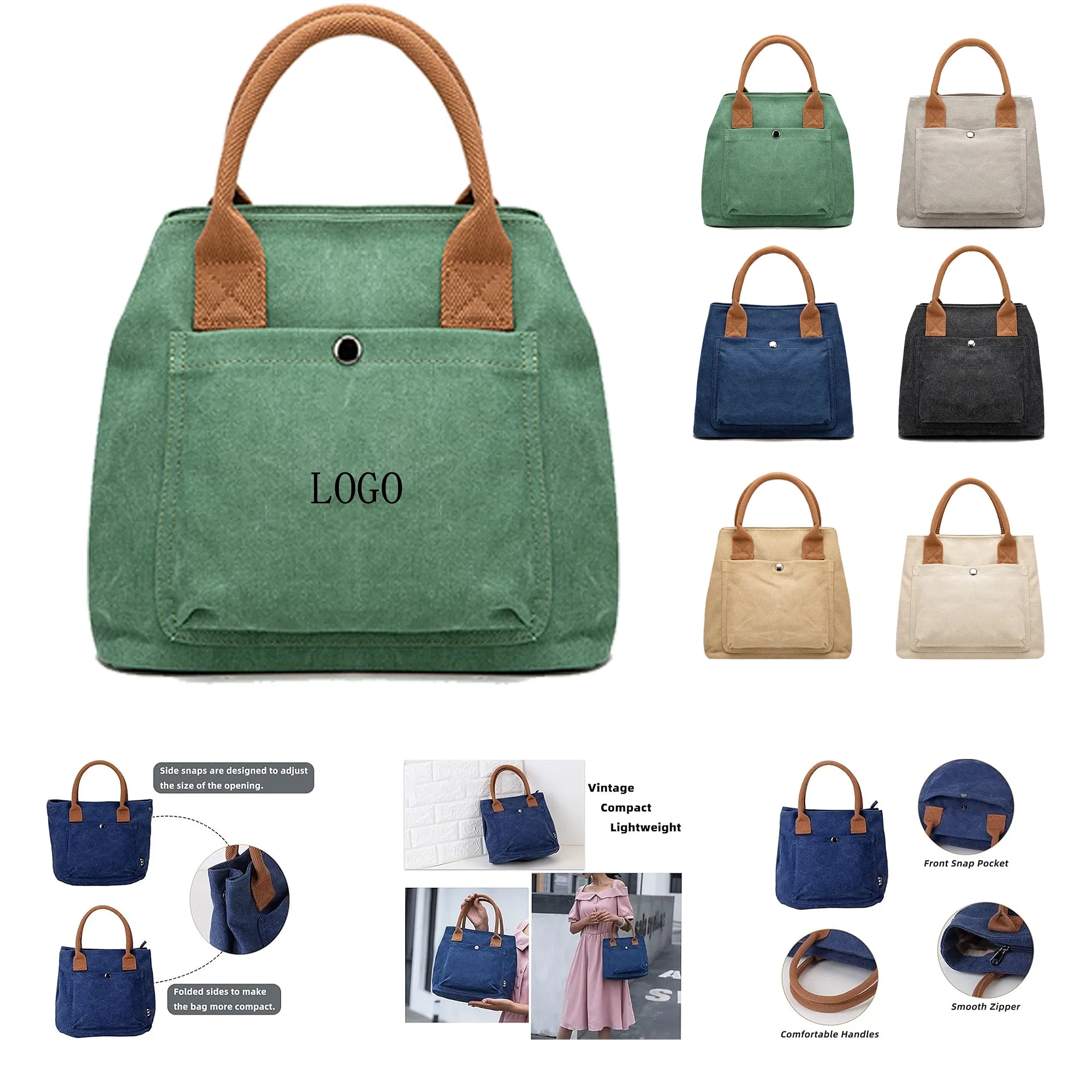 Full Color Stylish Canvas Tote Women's Cotton Handbag, custom tote bag with logo imprint 5