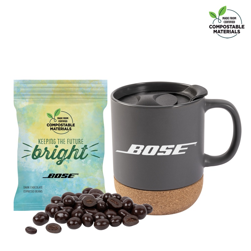 Cork Bottom Mug w/ Compostable Bag of Dark Chocolate Espresso Beans 3