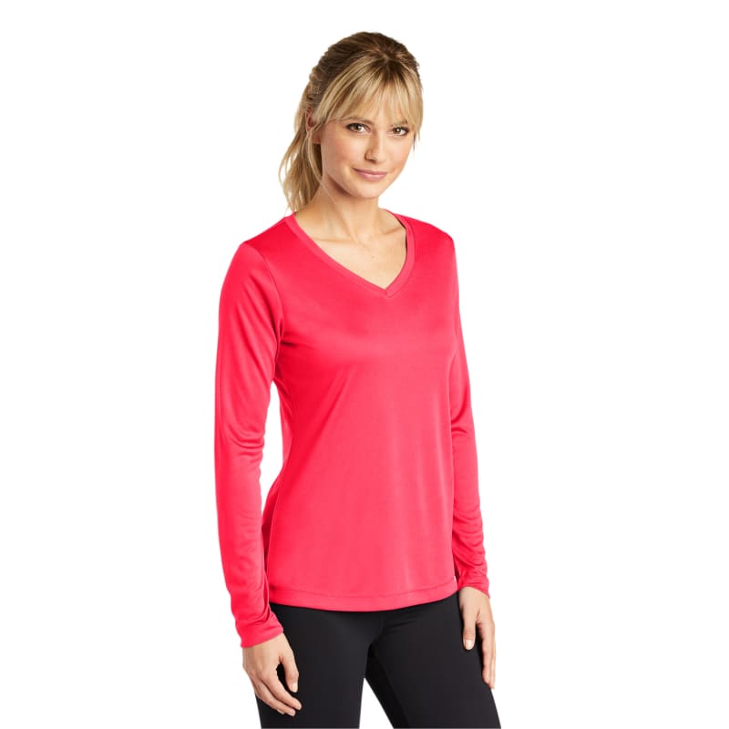 Sport-Tek Women's Long Sleeve PosiCharge Competitor V-Neck Tee. 33