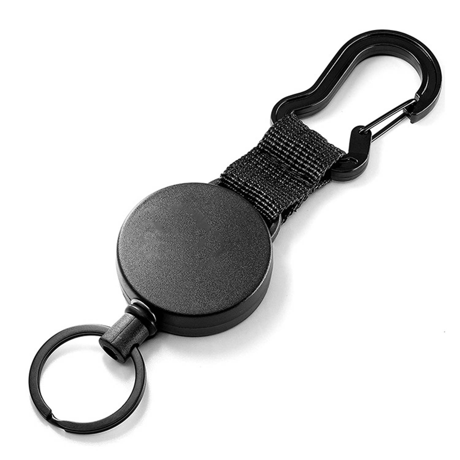 Retractable Wire Rope Black High Stretch Keychain 1