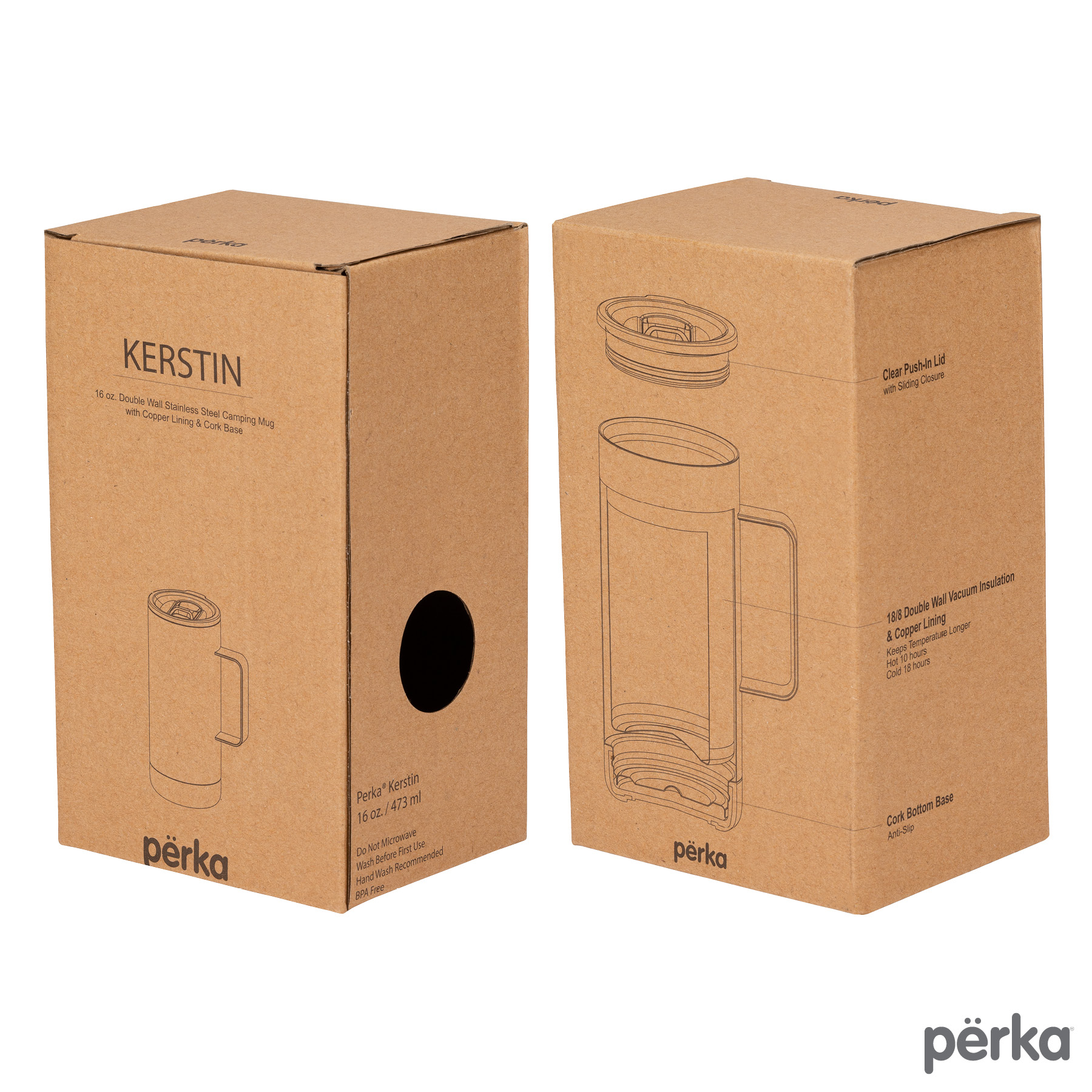 Perka® Kerstin 16 oz. 304 Double Wall Stainless Steel Mug 40