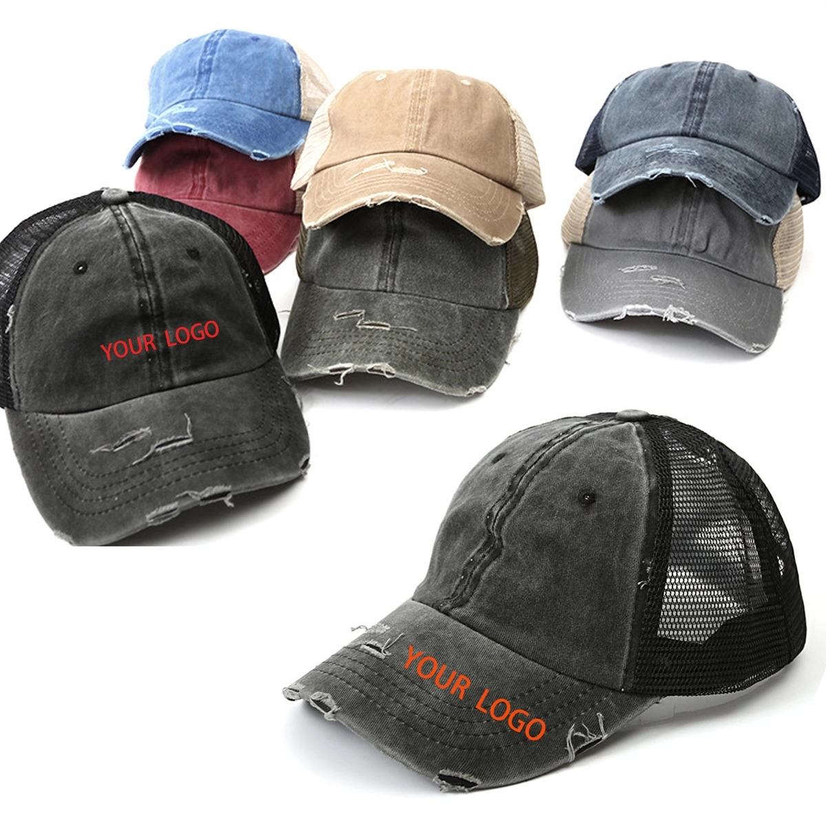 Criss Cross Ponytail Hat Messy Bun Trucker Ponycap 2