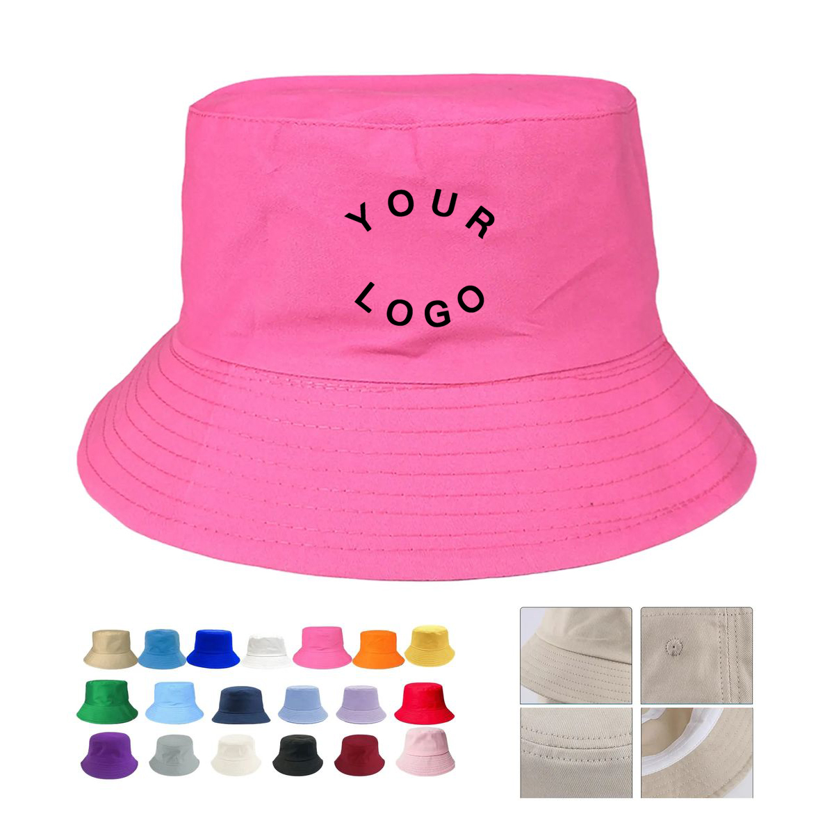 Flat Top Cotton Bucket Hat Sun Shade 6