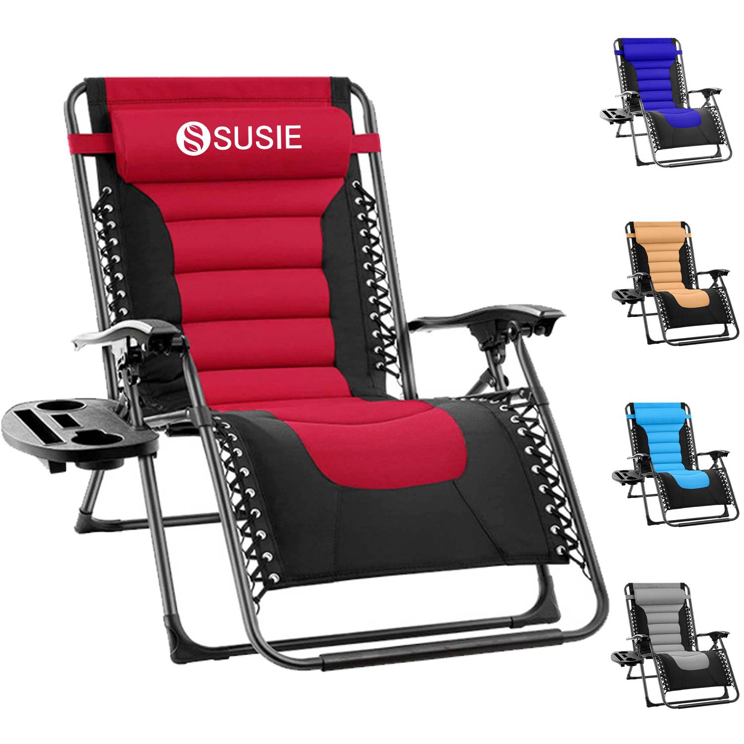 Adjustable Zero Gravity Folding Lounge Chair w/ Cup Holder 2