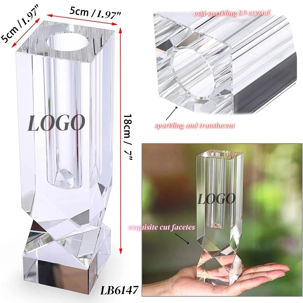 Flower Crystal Vase for Wedding Centerpiece Table Decor 4