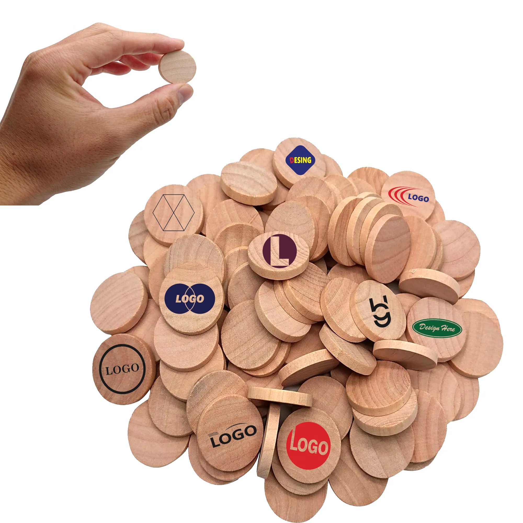 Round Wood Token Custom Advertising Coin 1
