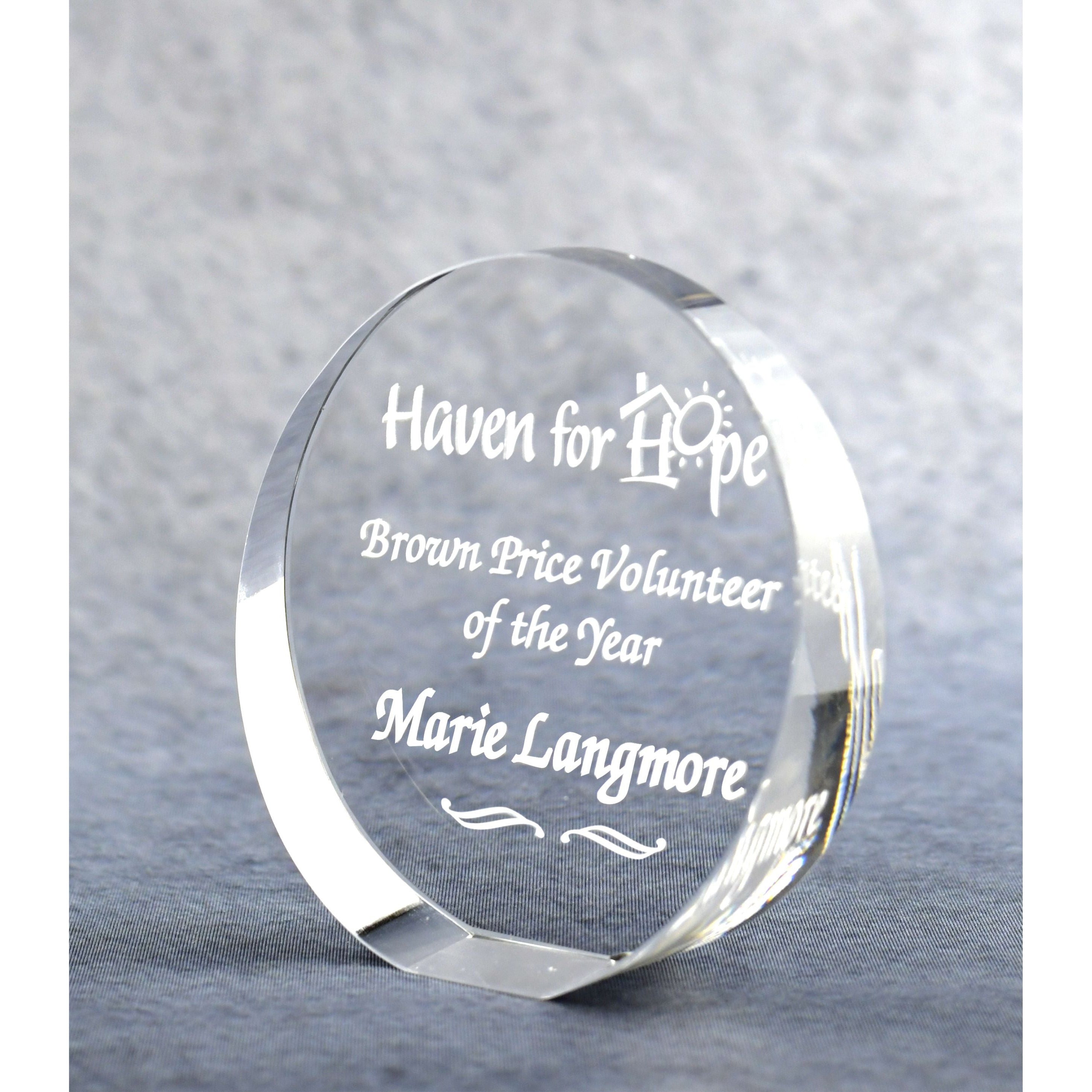 Circular Optic Crystal Paperweight 1