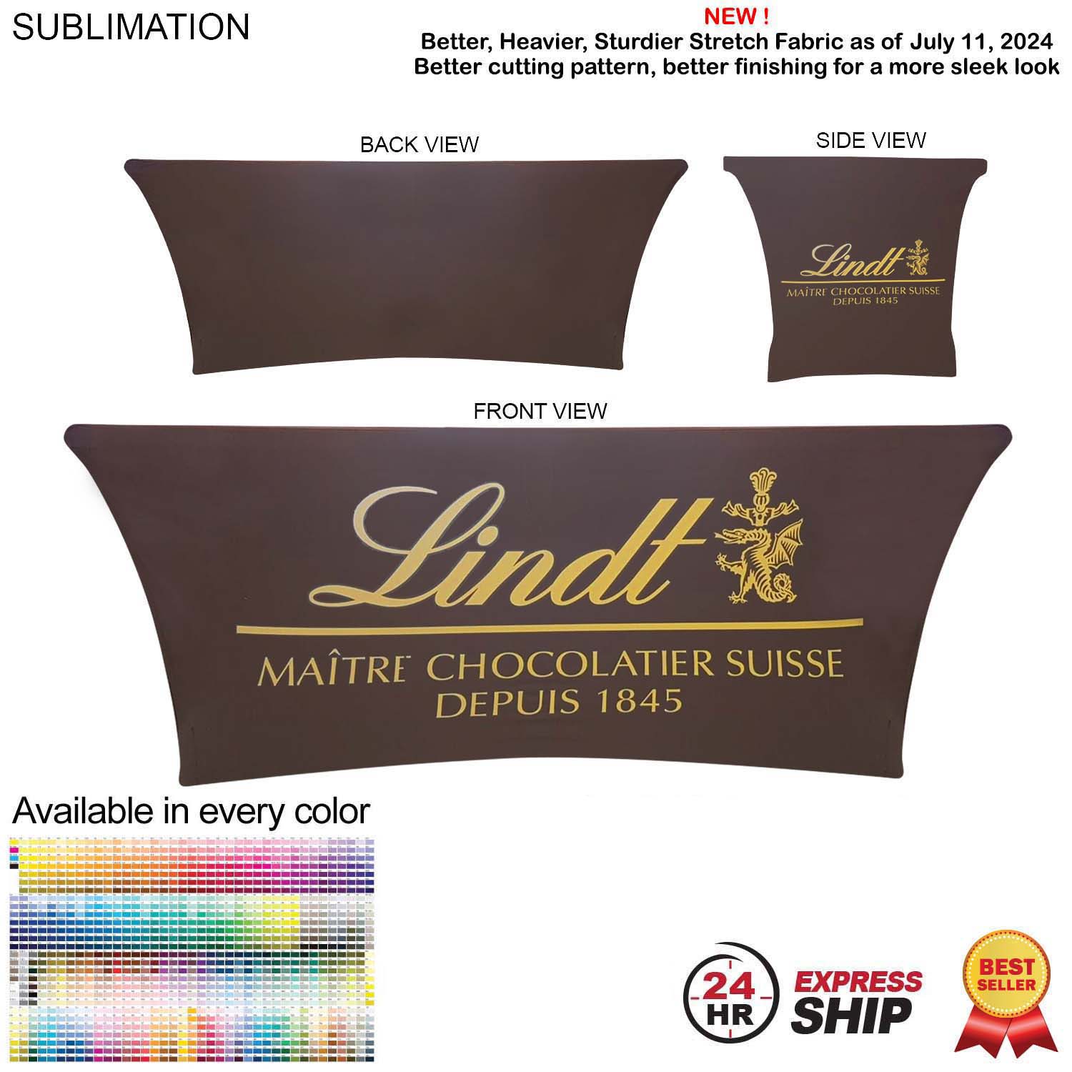 24 Hr Express Ship - Sublimated Stretch Curved Fit Table Throw for 6ft table, 4 sided, Closed Back 4