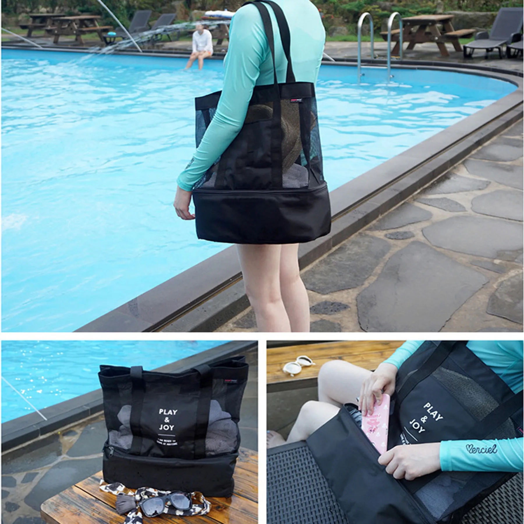 2 In 1 Mesh Tote Bag with Cooler 6