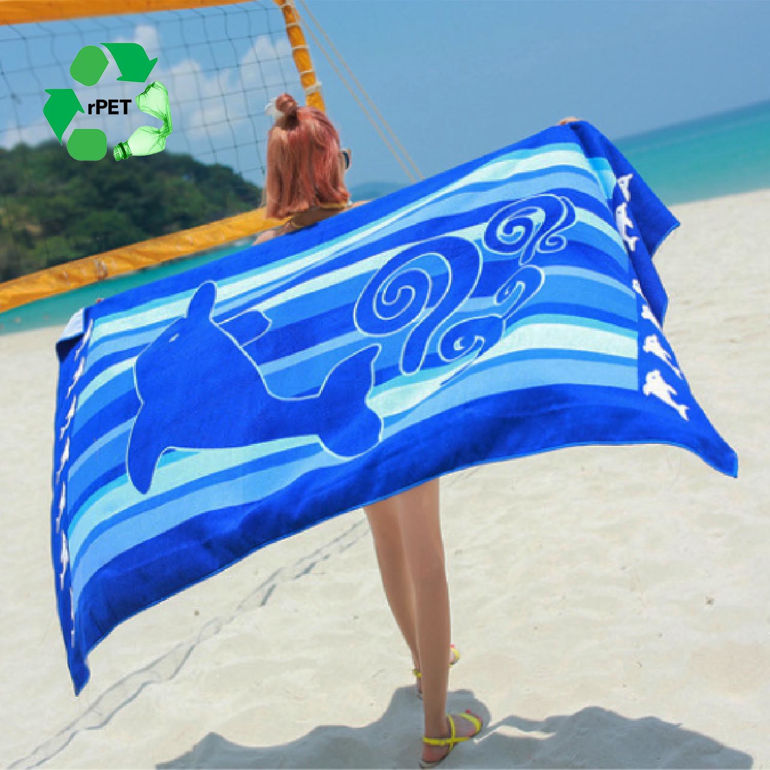 25"x 50" Eco-friendly rPET Sublimated Microfiber Sand Proof Beach Towel 2