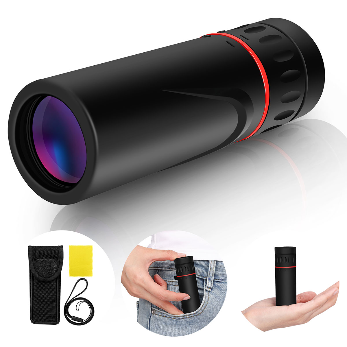 OptiZoom 8X Portable Monocular for Outdoor and Travel Mini and Affordable 12